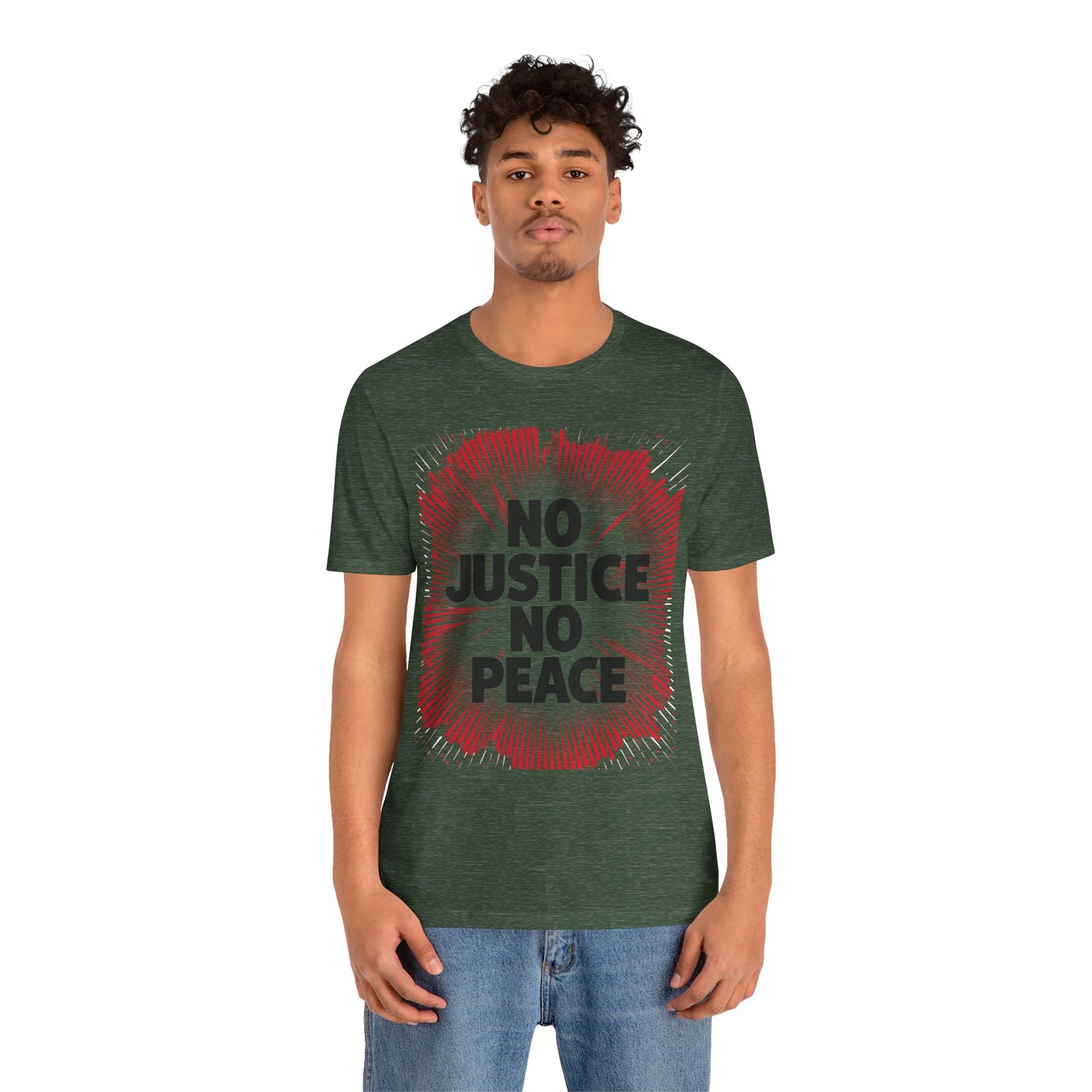 No Justice No Peace Tee - Unisex Jersey Short Sleeve Shirt, Statement Tee, Gift for Activists, Casual Wear, Hands Off Protest