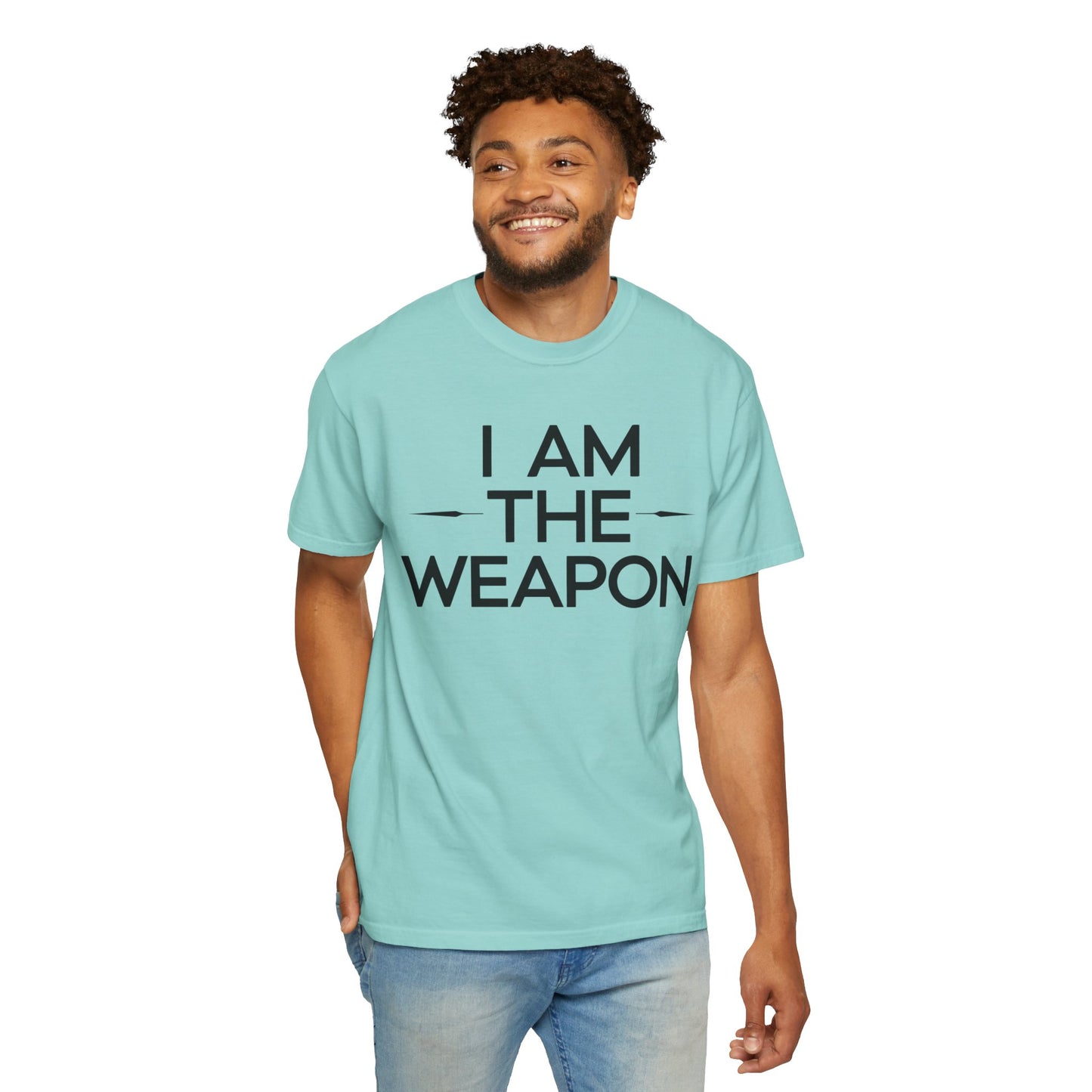 Unisex Garment-Dyed T-shirt - Motivational 'I Am The Weapon' Quote