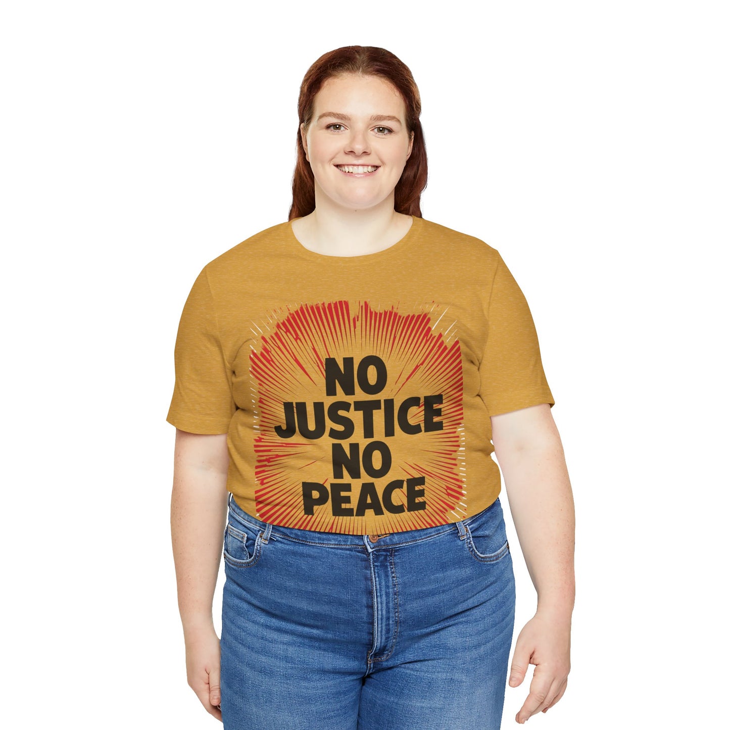 No Justice No Peace Tee - Unisex Jersey Short Sleeve Shirt, Statement Tee, Gift for Activists, Casual Wear, Hands Off Protest