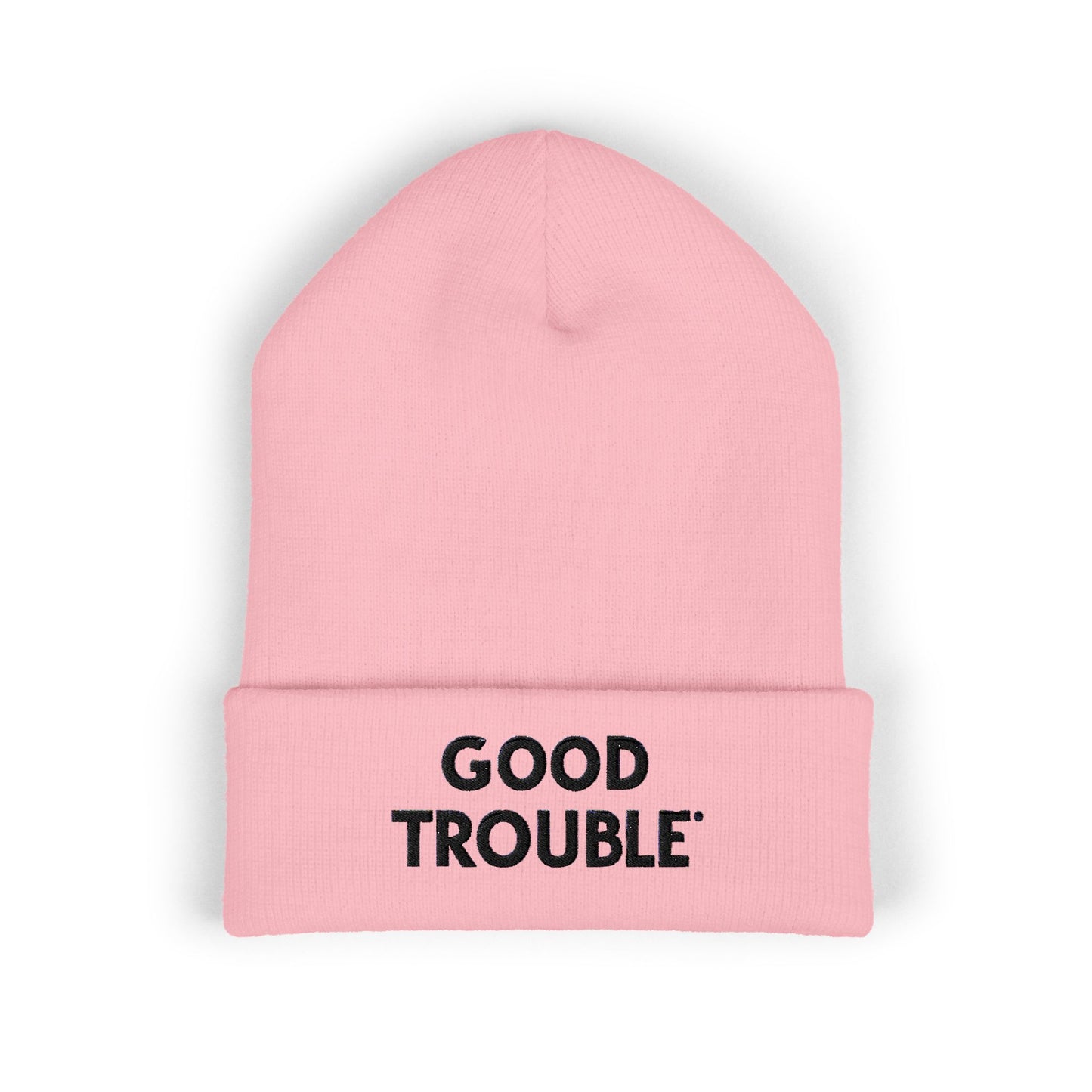 Good Trouble Cuffed Beanie, Embroidered Beanie Hat, Eco-Friendly Accessories, Winter Warm Hat