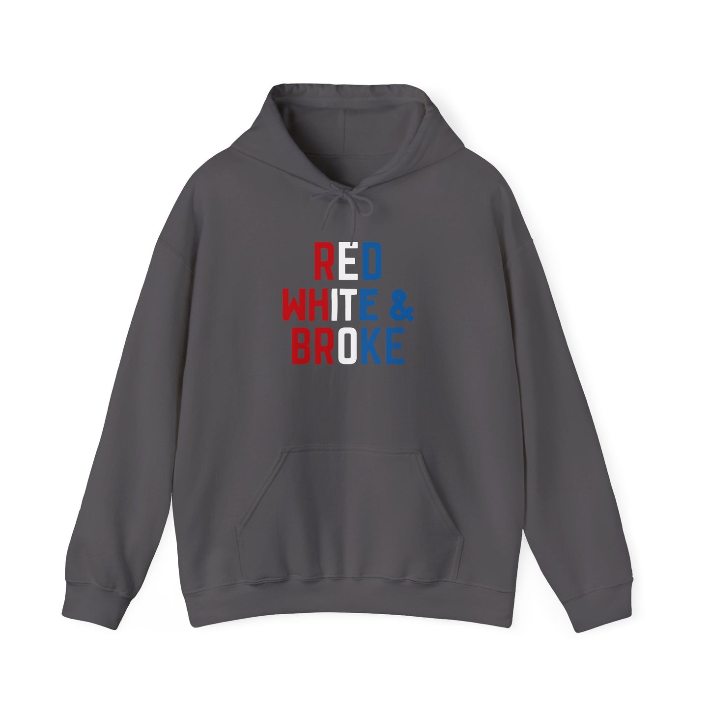 Funny Red White & Broke Unisex Hoodie, Perfect for Independence Day and Casual Outfits, July 4th Apparel, Comfy