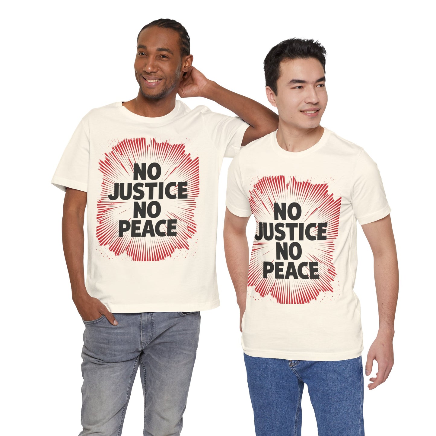 No Justice No Peace Tee - Unisex Jersey Short Sleeve Shirt, Statement Tee, Gift for Activists, Casual Wear, Hands Off Protest