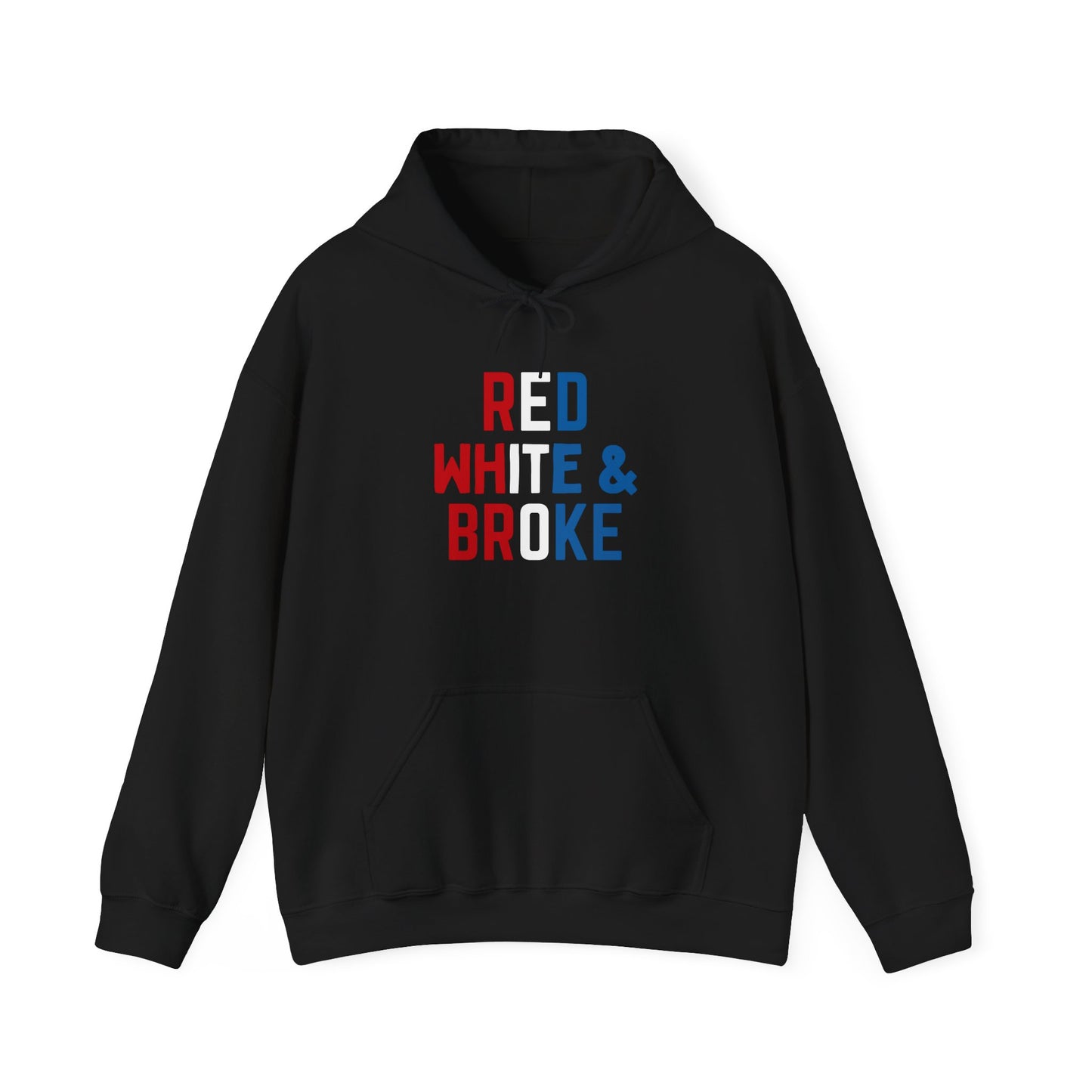 Funny Red White & Broke Unisex Hoodie, Perfect for Independence Day and Casual Outfits, July 4th Apparel, Comfy