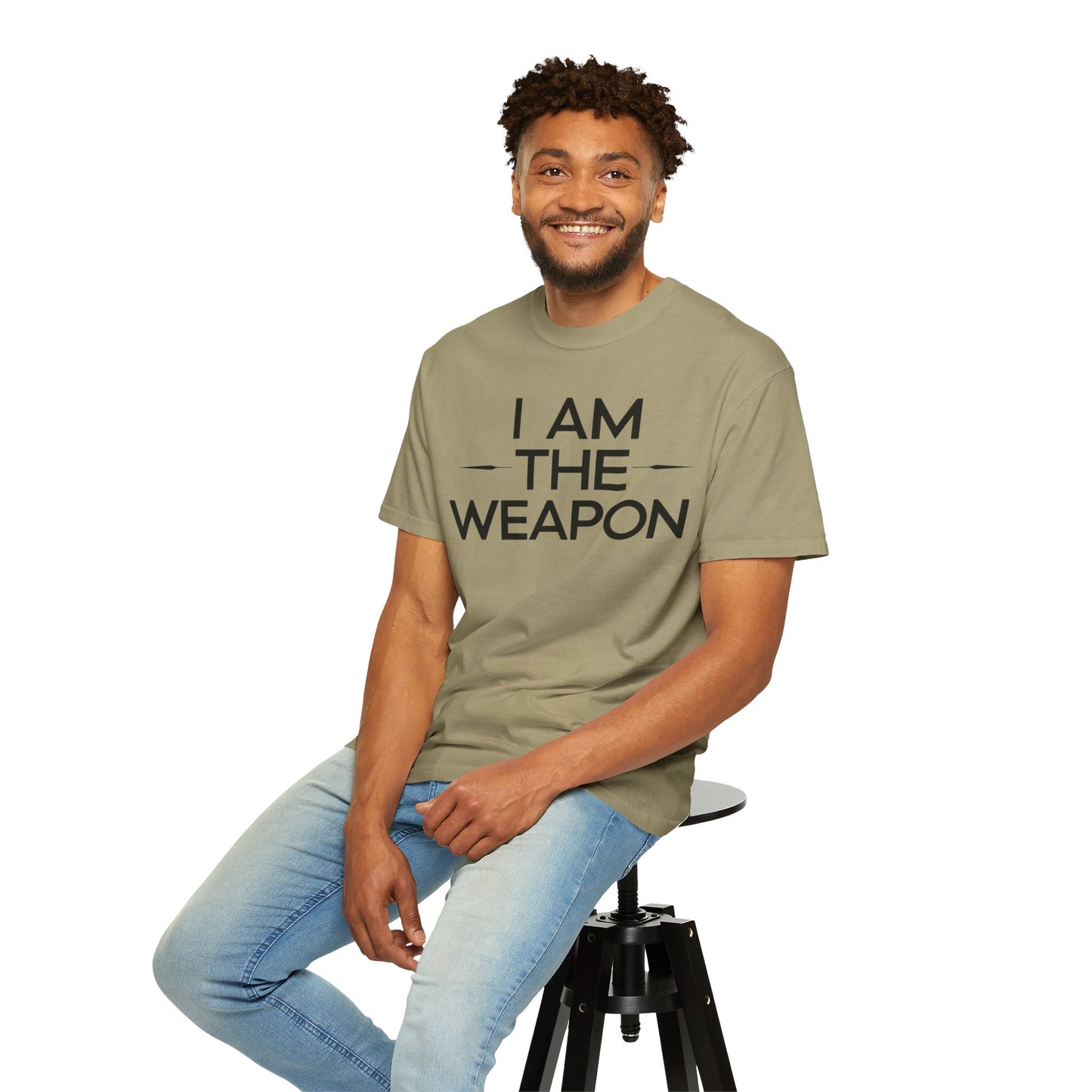 Unisex Garment-Dyed T-shirt - Motivational 'I Am The Weapon' Quote