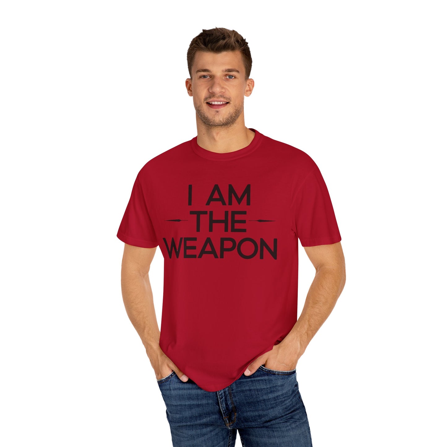 Unisex Garment-Dyed T-shirt - Motivational 'I Am The Weapon' Quote