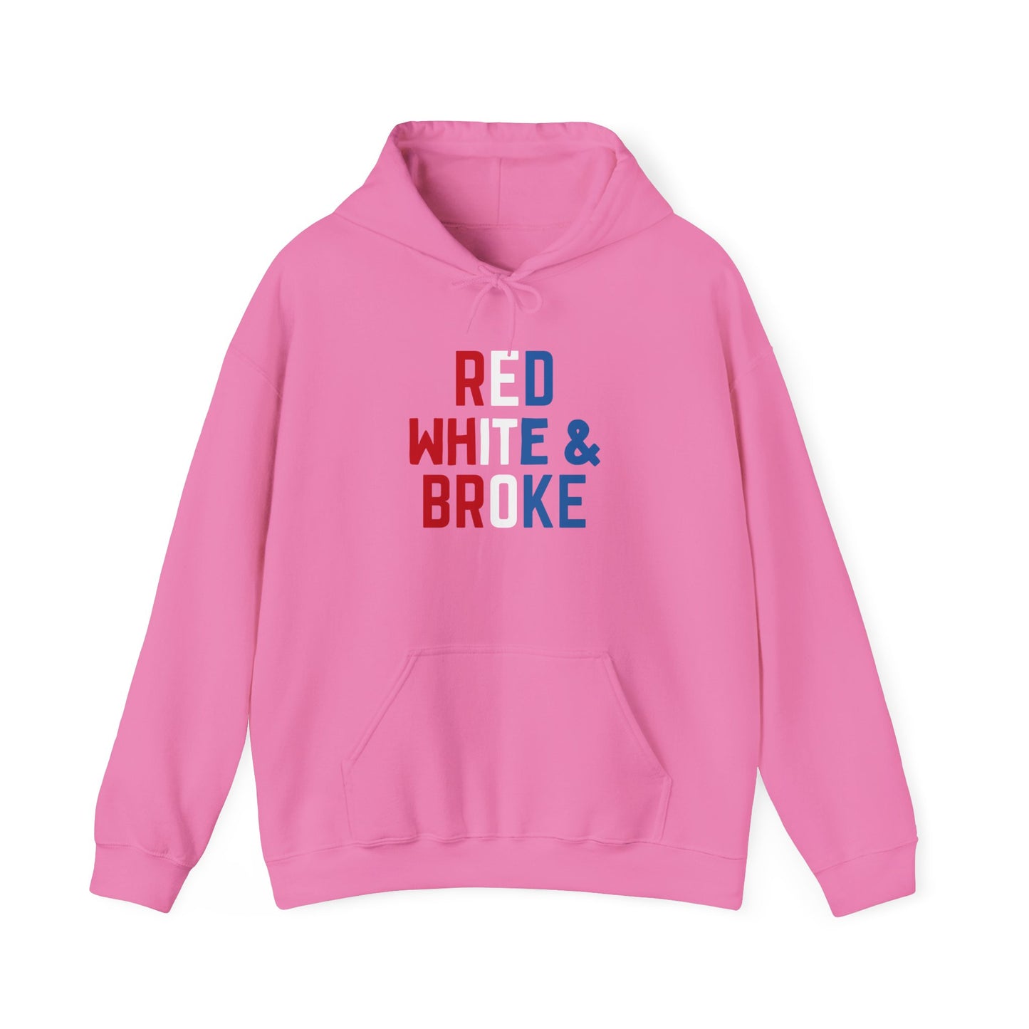 Funny Red White & Broke Unisex Hoodie, Perfect for Independence Day and Casual Outfits, July 4th Apparel, Comfy