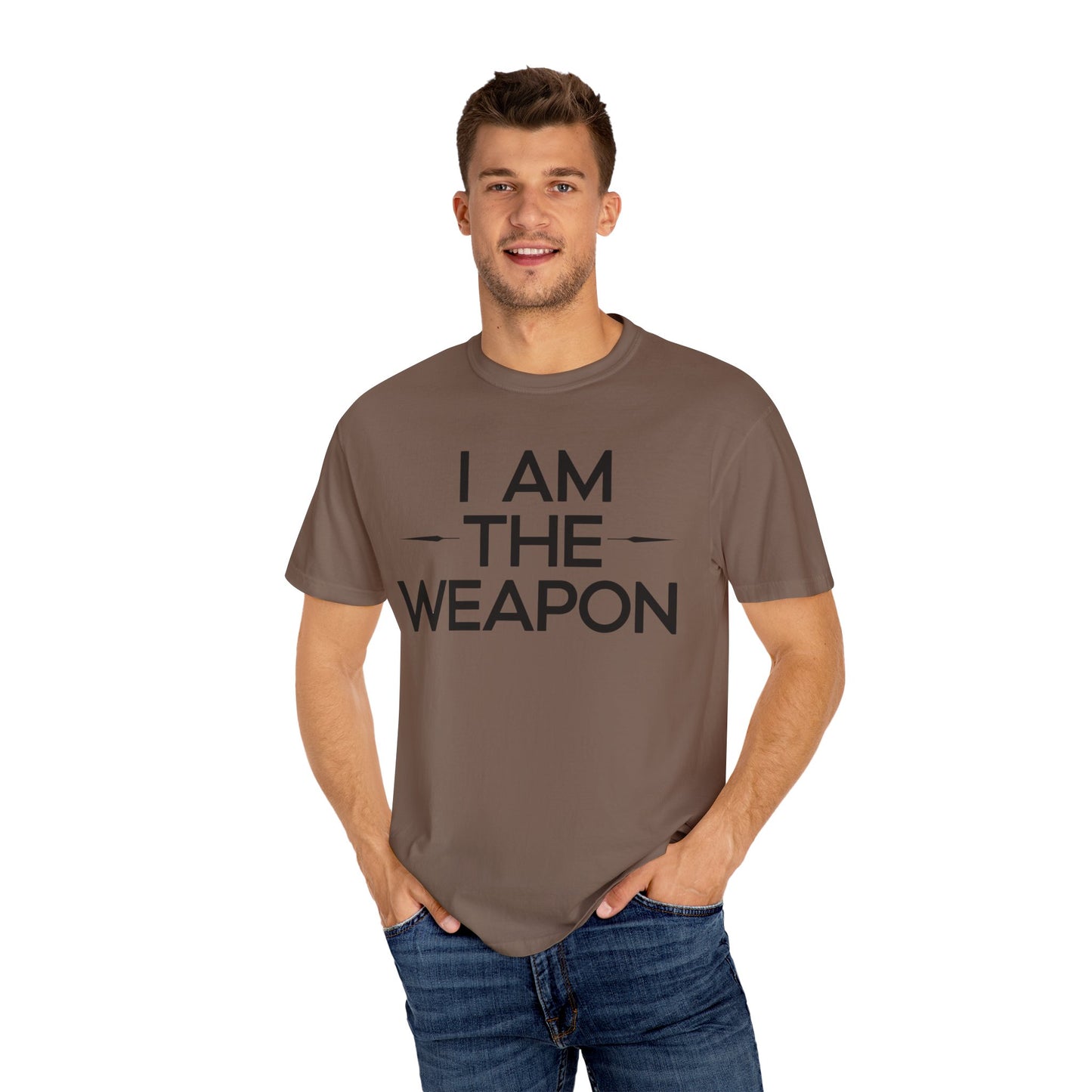 Unisex Garment-Dyed T-shirt - Motivational 'I Am The Weapon' Quote