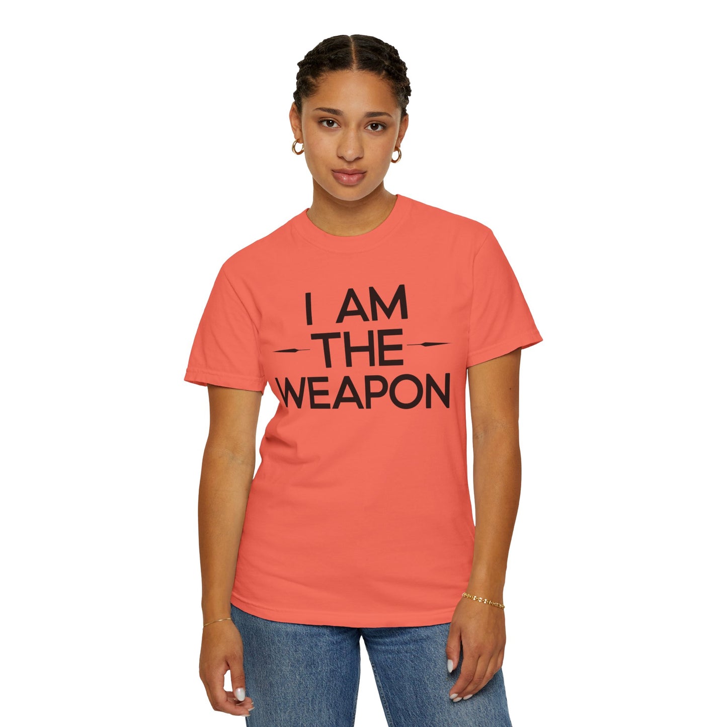 Unisex Garment-Dyed T-shirt - Motivational 'I Am The Weapon' Quote