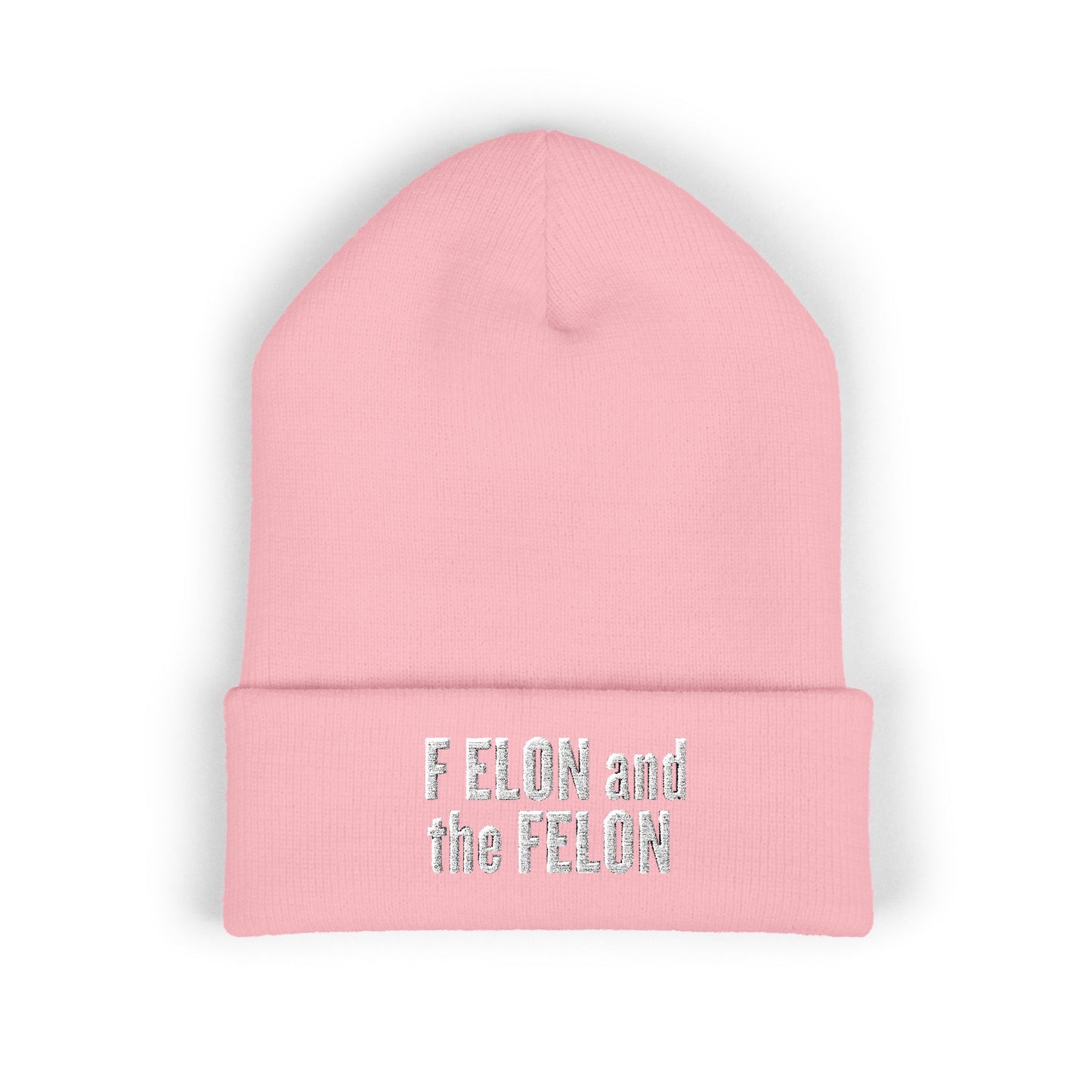 F ELON and the FELON Classic Cuffed Beanie, Embroidered Beanie Hat, Eco-Friendly Accessories, Winter Warm Hat, Political Headgear