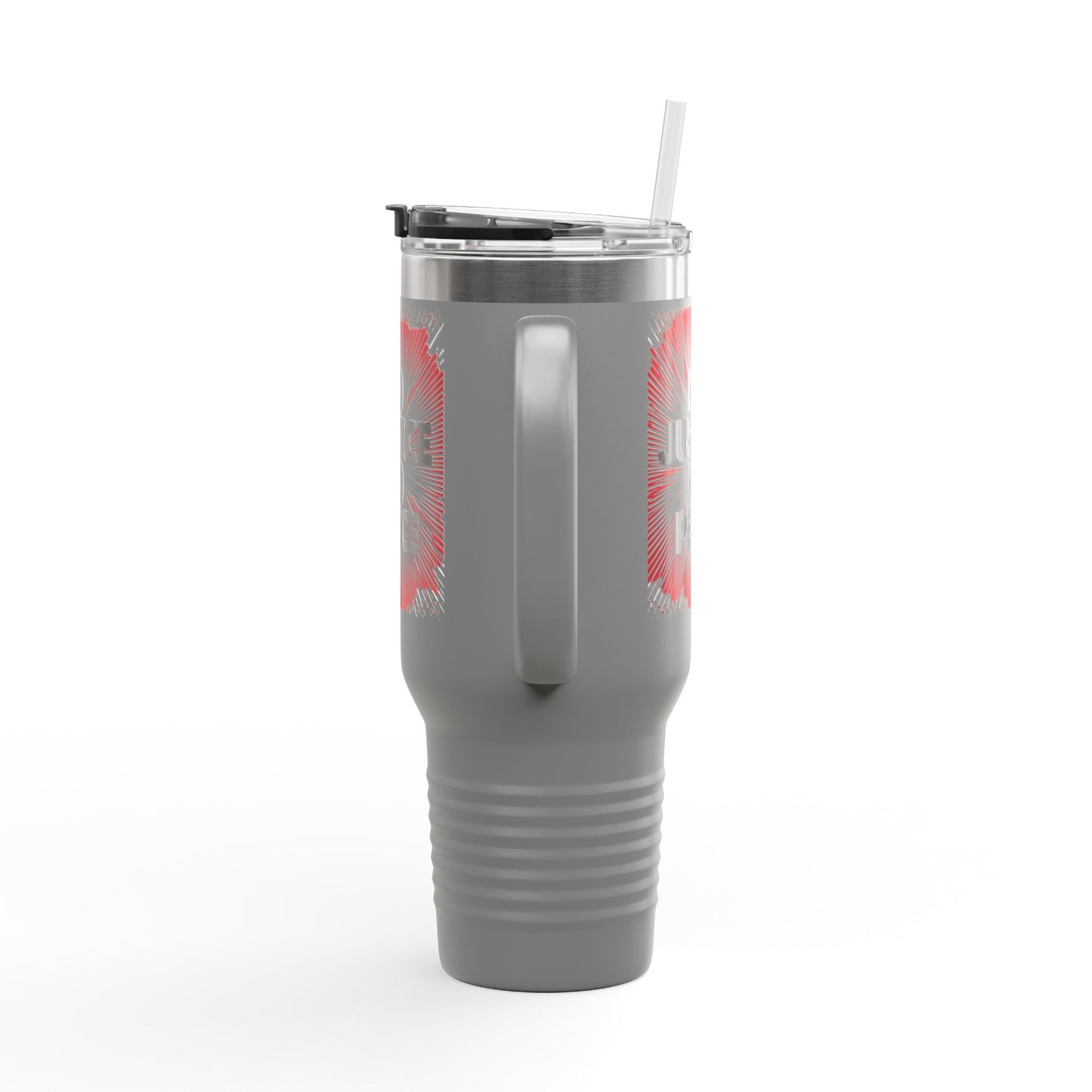 No Justice No Peace Insulated Travel Mug, 40oz, Perfect Gift for Coffee Lovers, Road Trips, and Hands Off Protest Tumbler