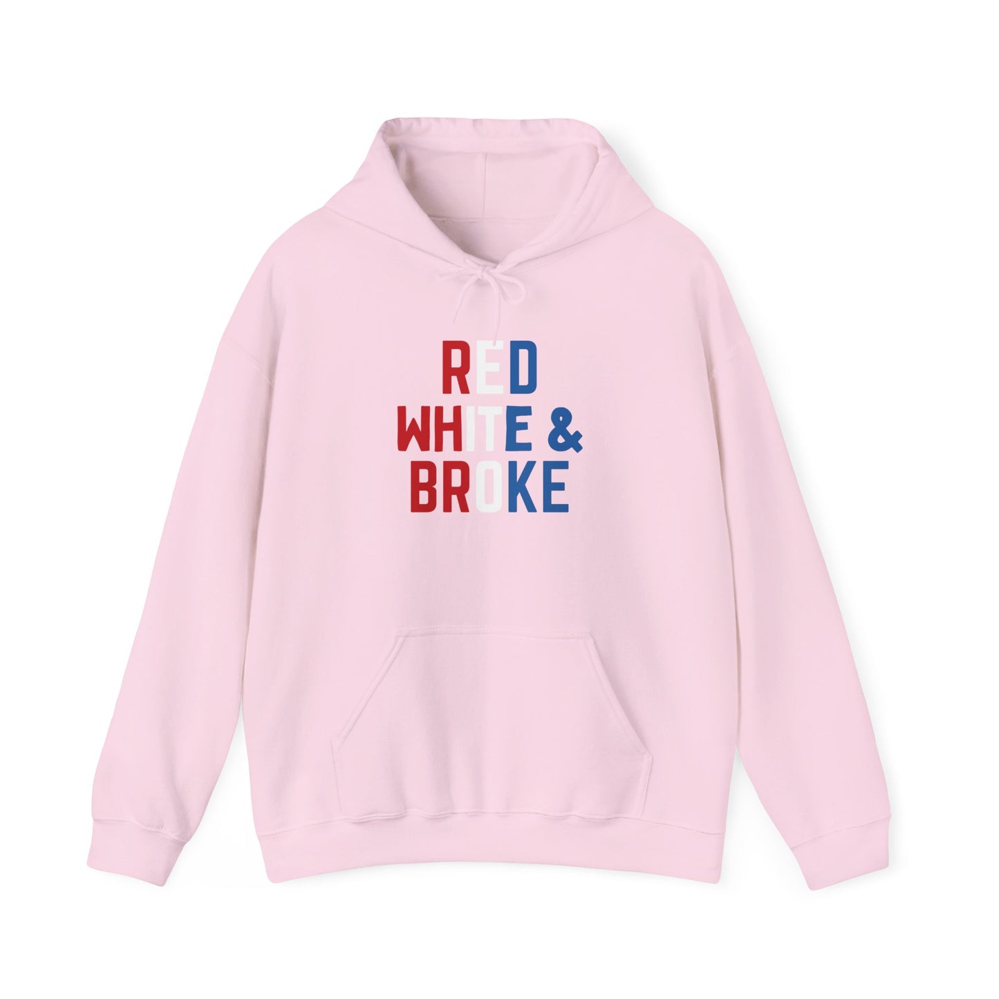 Funny Red White & Broke Unisex Hoodie, Perfect for Independence Day and Casual Outfits, July 4th Apparel, Comfy