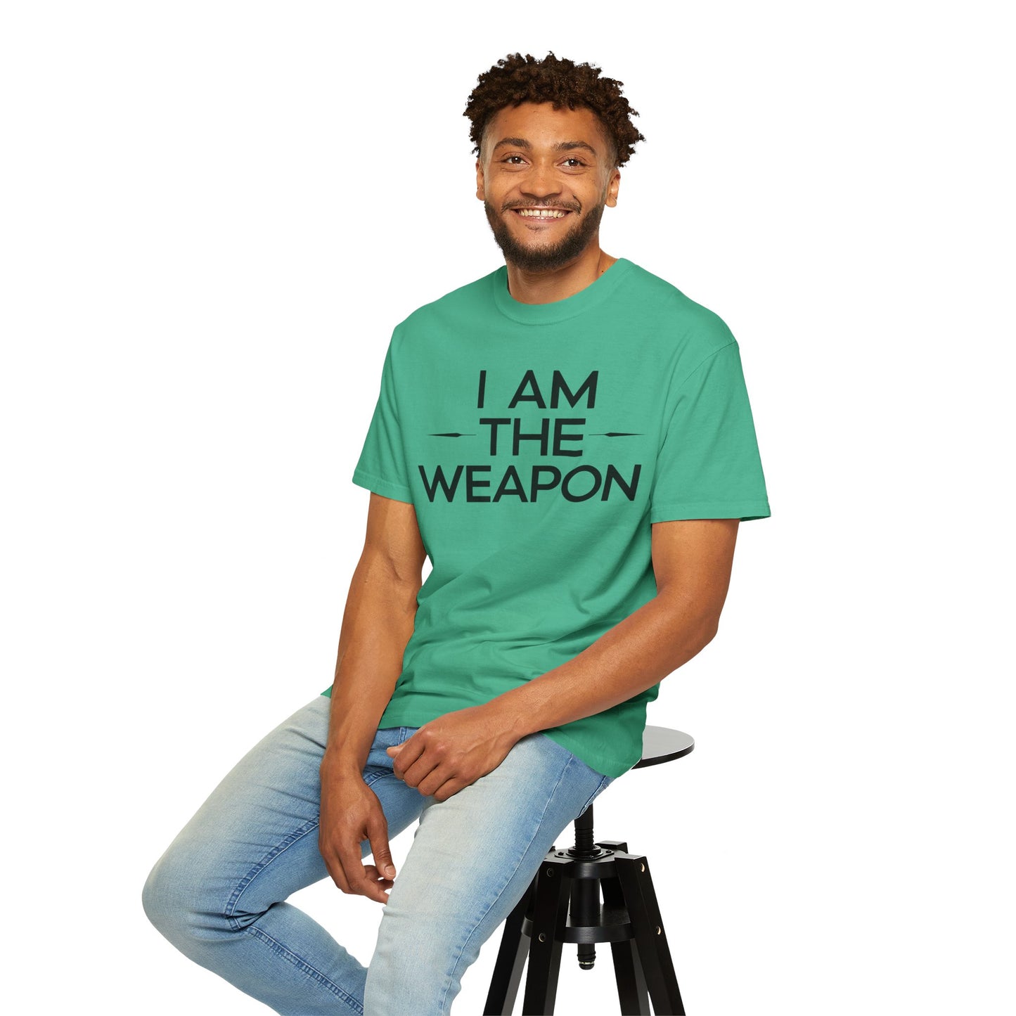 Unisex Garment-Dyed T-shirt - Motivational 'I Am The Weapon' Quote