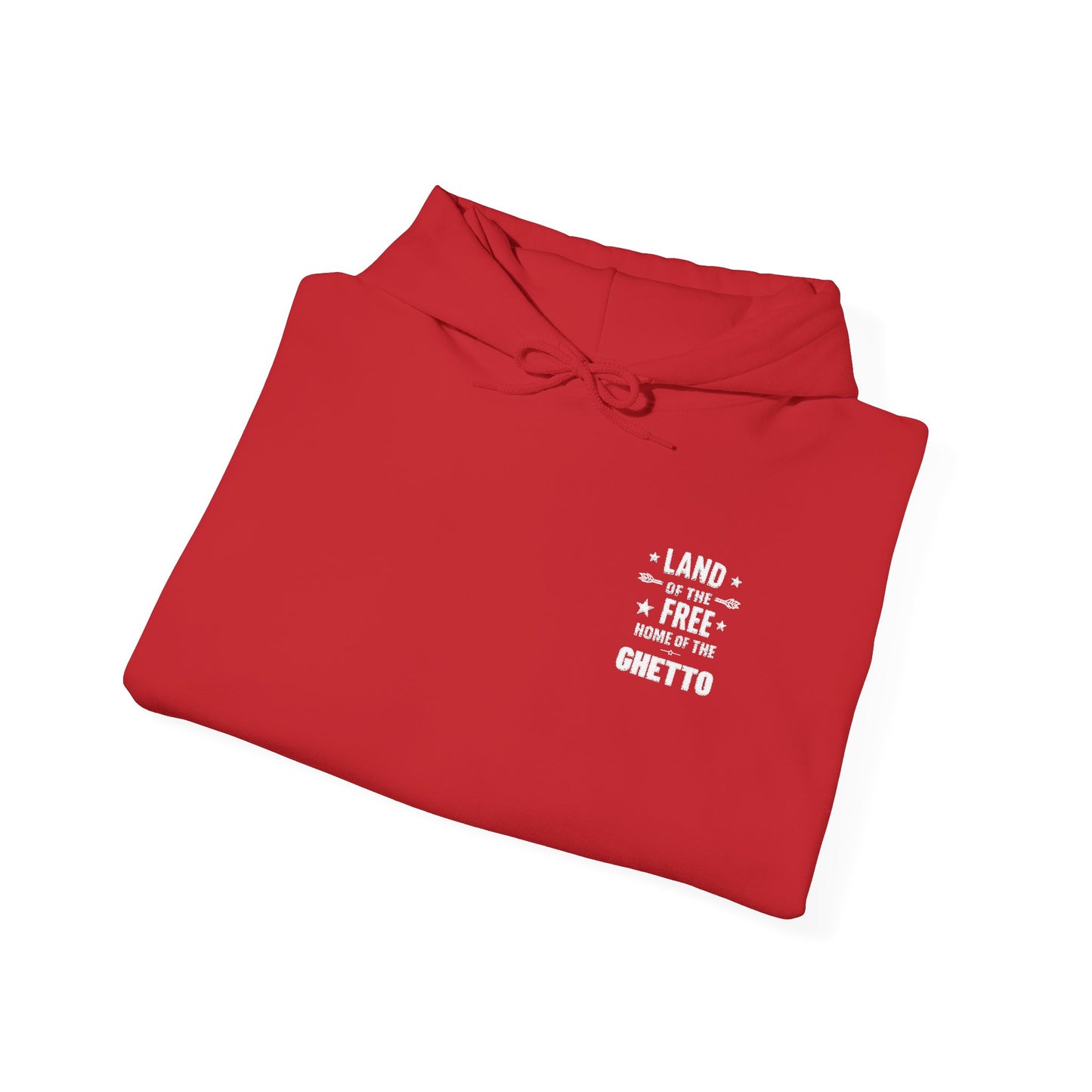 Land of The Free Home of The Ghetto Hoodie, Embroidered Design, Protest streetwear