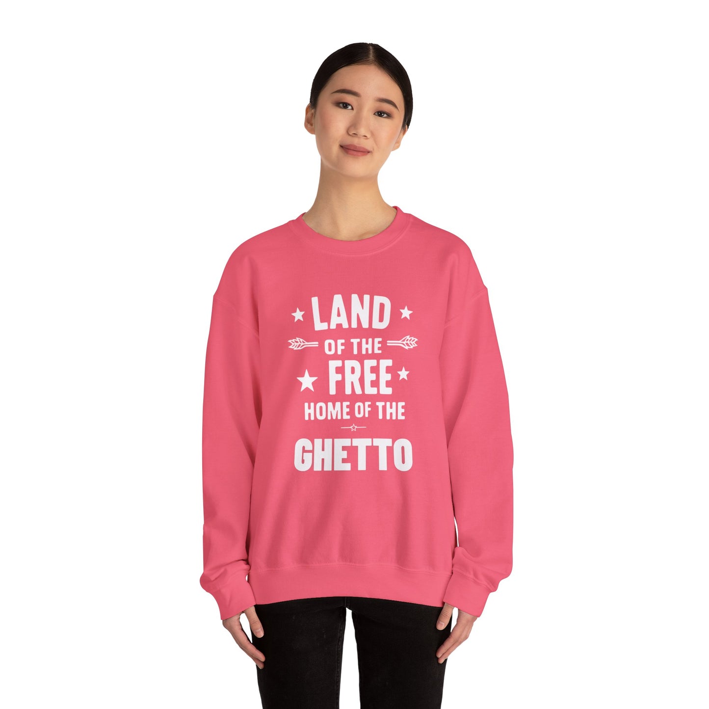 Land of The Free Home of The Ghetto Unisex Crewneck Sweatshirt, Summer Accessory, Economic Strike, Economic Black Out