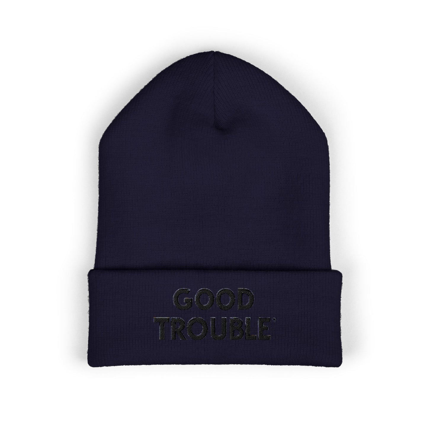 Good Trouble Cuffed Beanie, Embroidered Beanie Hat, Eco-Friendly Accessories, Winter Warm Hat