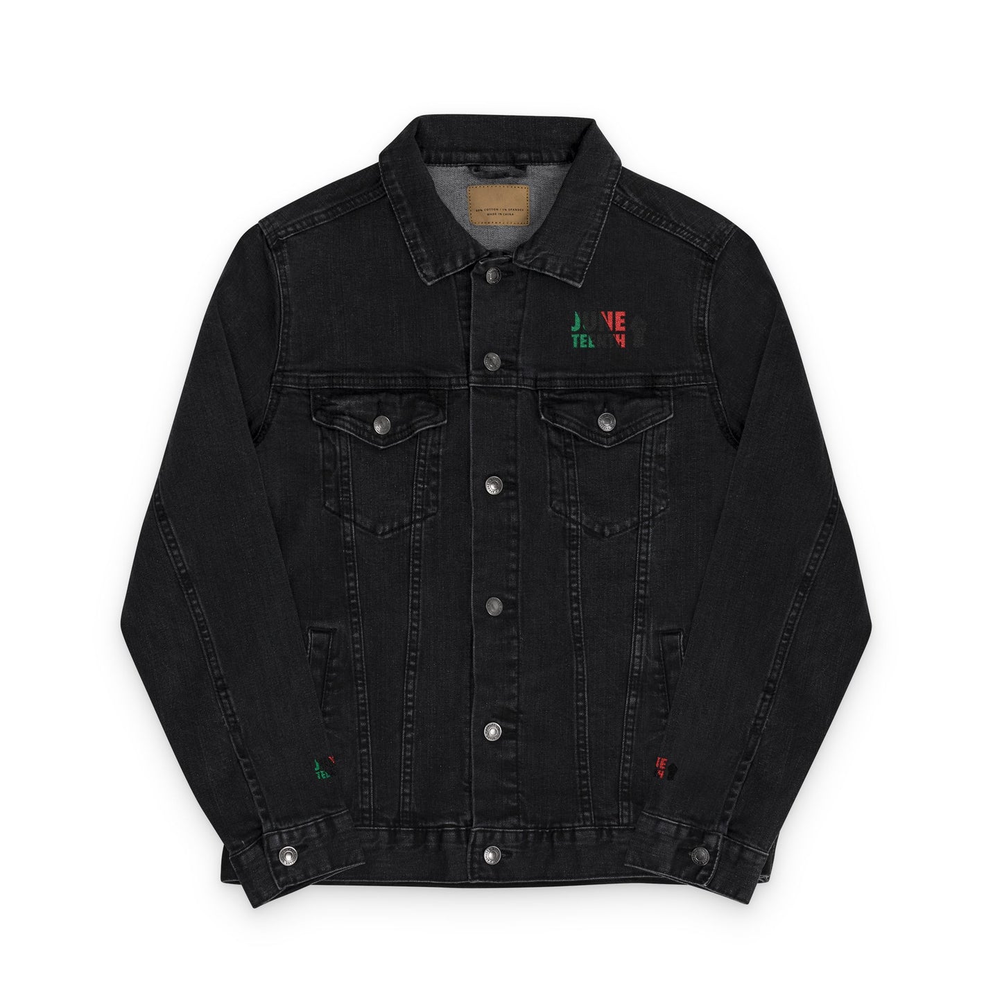 Unisex White Denim Jacket - Custom Embroidered 'Juneteenth' Design