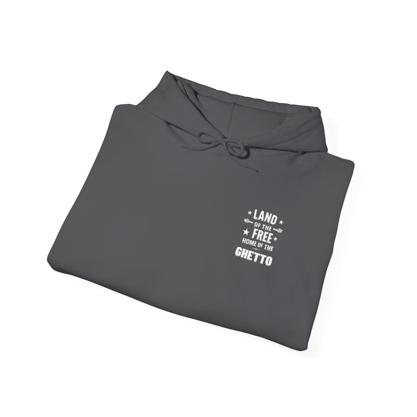 Land of The Free Home of The Ghetto Hoodie, Embroidered Design, Protest streetwear