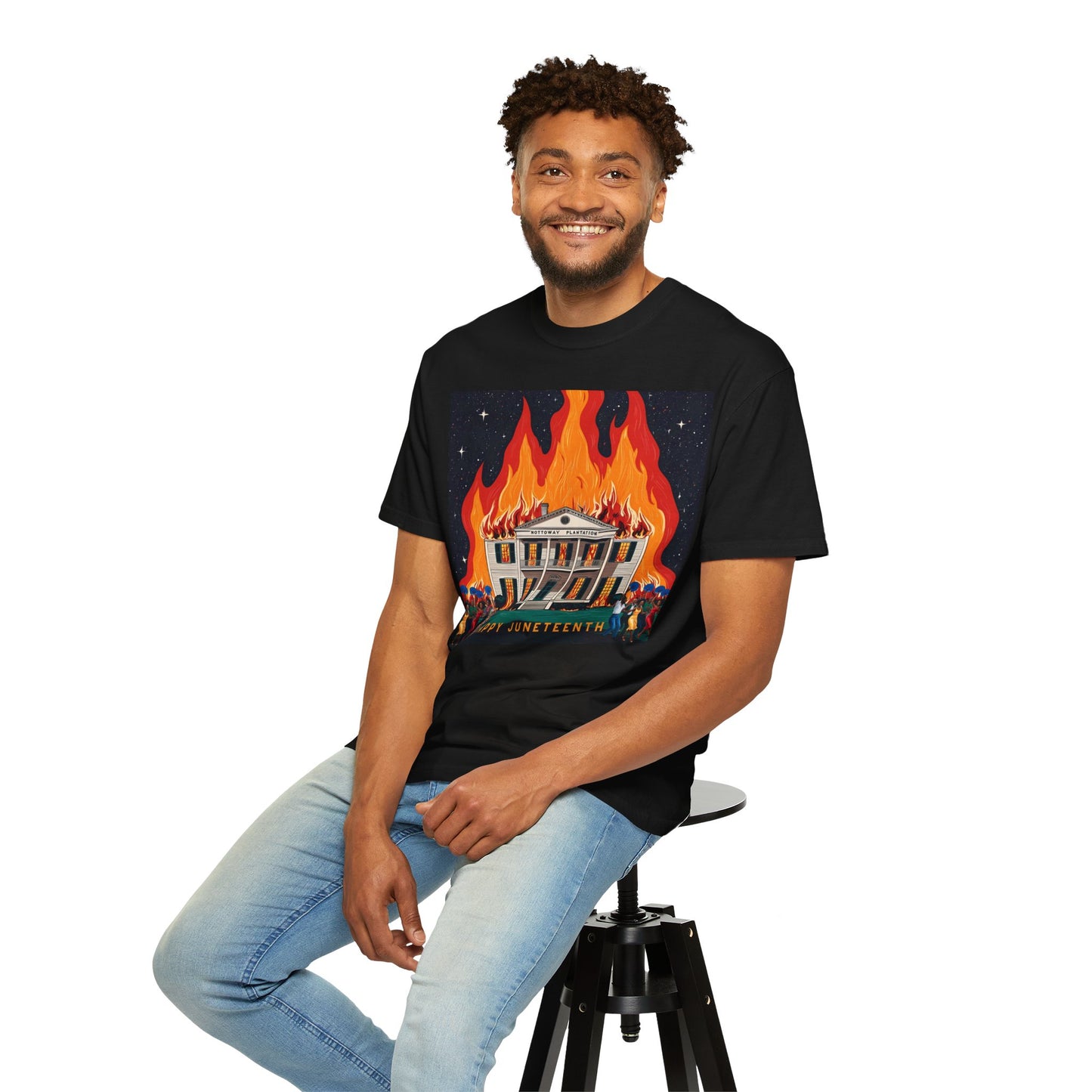 Nottoway Plantation - Juneteenth Gift - Unisex Garment-Dyed T-shirt