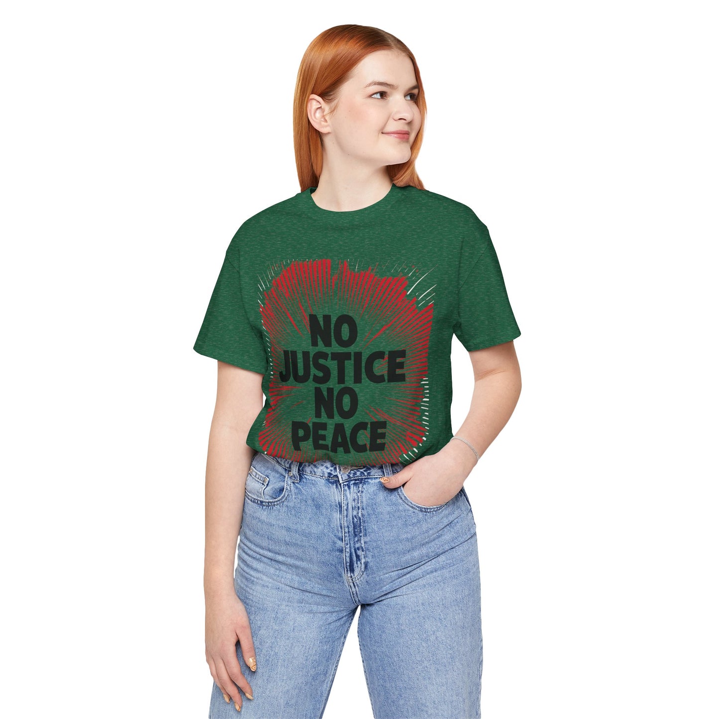 No Justice No Peace Tee - Unisex Jersey Short Sleeve Shirt, Statement Tee, Gift for Activists, Casual Wear, Hands Off Protest
