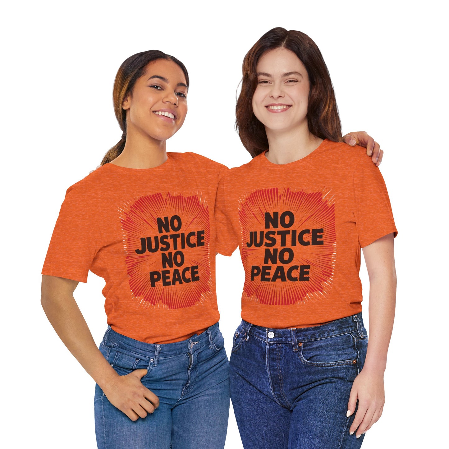 No Justice No Peace Tee - Unisex Jersey Short Sleeve Shirt, Statement Tee, Gift for Activists, Casual Wear, Hands Off Protest