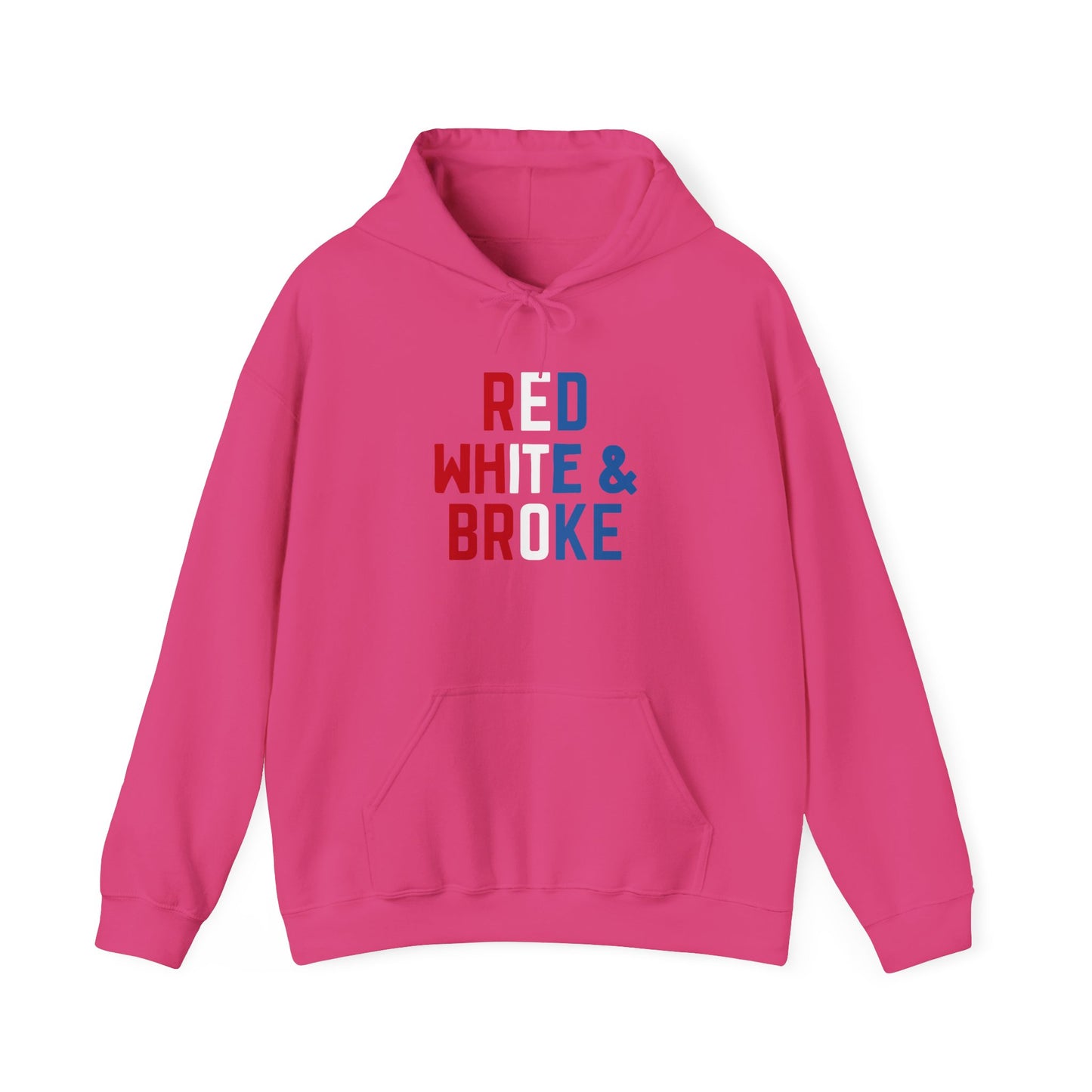 Funny Red White & Broke Unisex Hoodie, Perfect for Independence Day and Casual Outfits, July 4th Apparel, Comfy