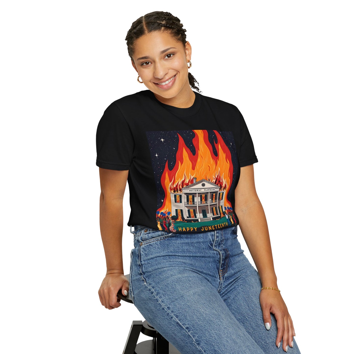 Nottoway Plantation - Juneteenth Gift - Unisex Garment-Dyed T-shirt