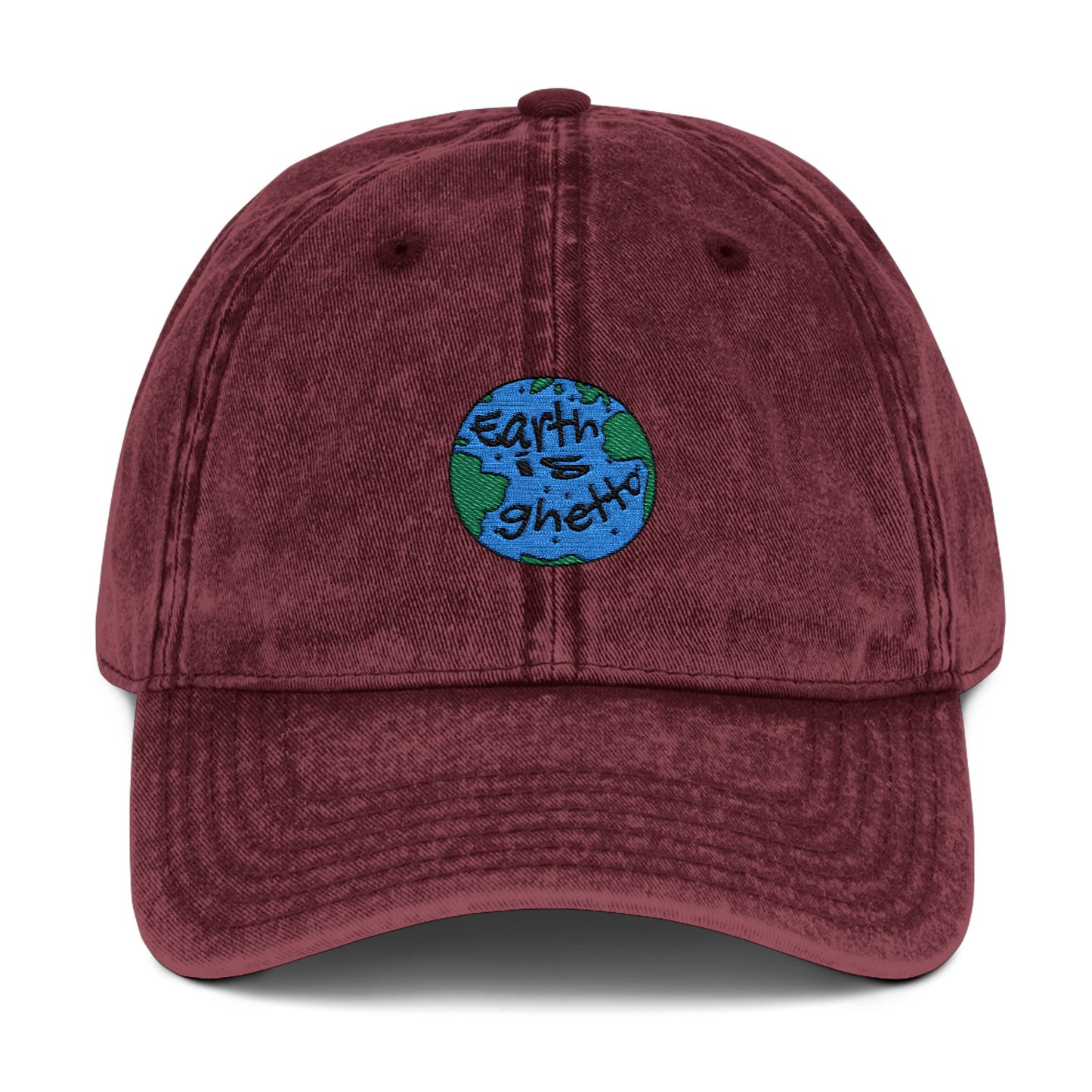 Earth is Ghetto Embroidered Vintage Cap, Adjustable Dad Hat, Summer Essential Gift for Trendsetters