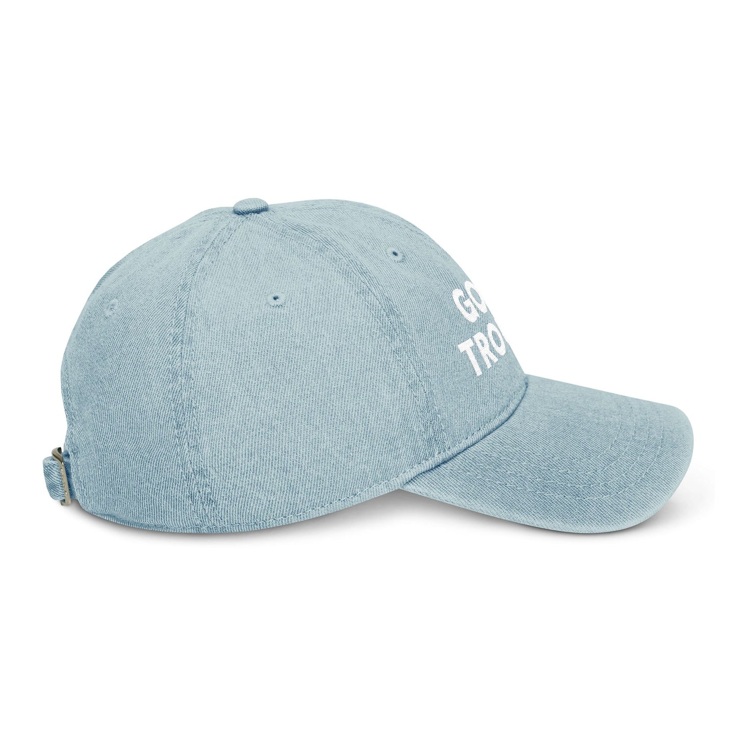 Embroidered Denim Hat - "Good Trouble" Statement Cap for Everyday Wear