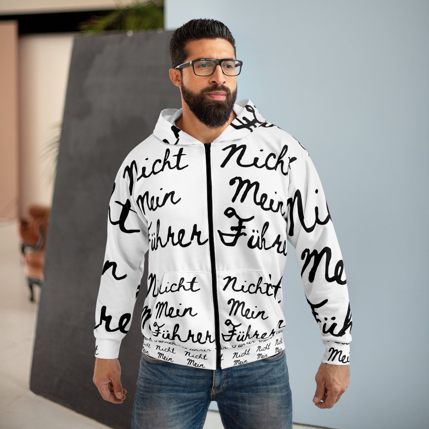 Nicht Mein Führer - Unisex Zip Hoodie (AOP)