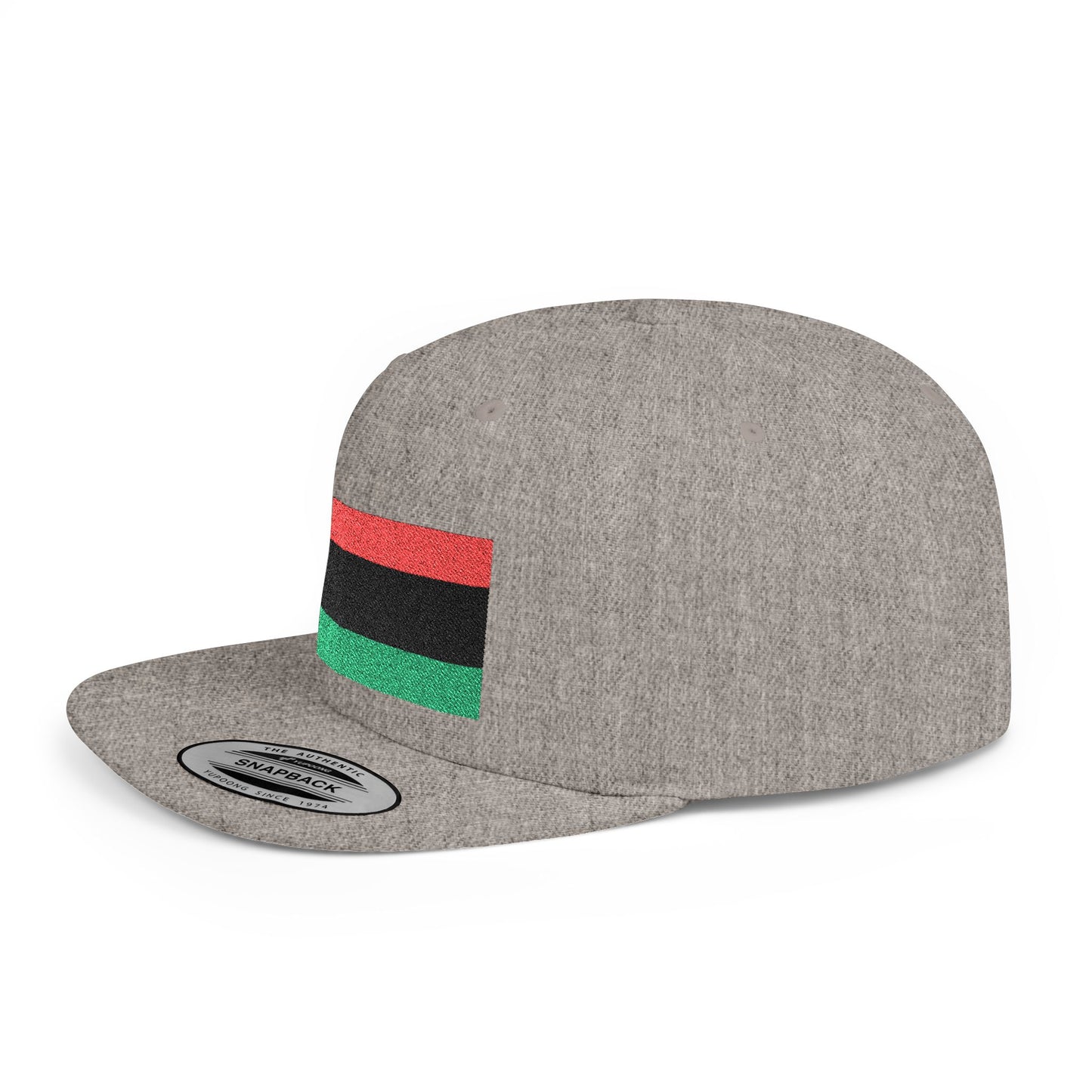 Pan African Embroidered Snapback Cap, Trendy Flat Bill Hat for Activists, Gift for African Heritage Celebrations, Urban Streetwear