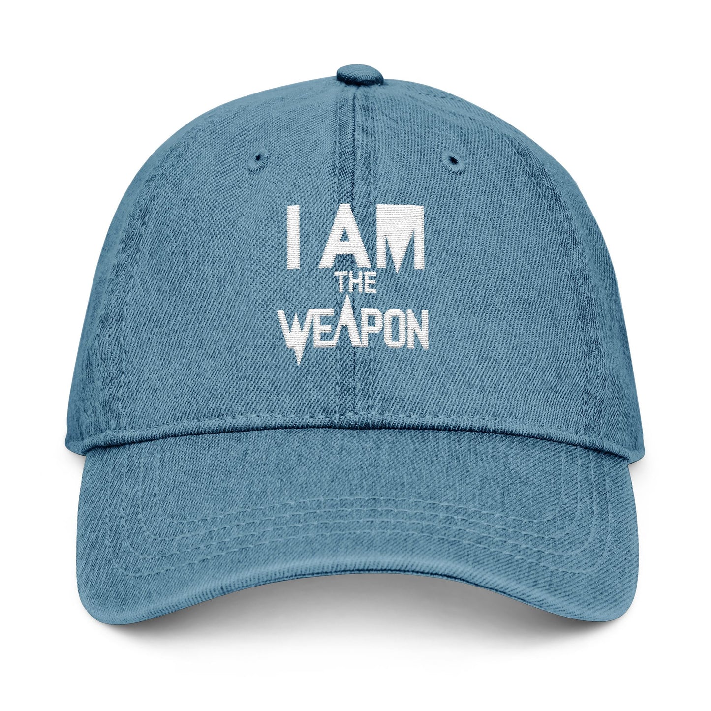 Embroidered Denim Hat - "I Am The Weapon " Statement Cap for Everyday Wear
