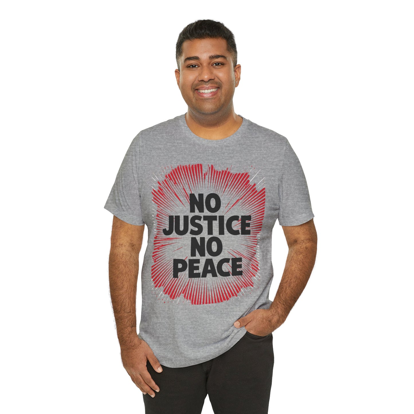 No Justice No Peace Tee - Unisex Jersey Short Sleeve Shirt, Statement Tee, Gift for Activists, Casual Wear, Hands Off Protest
