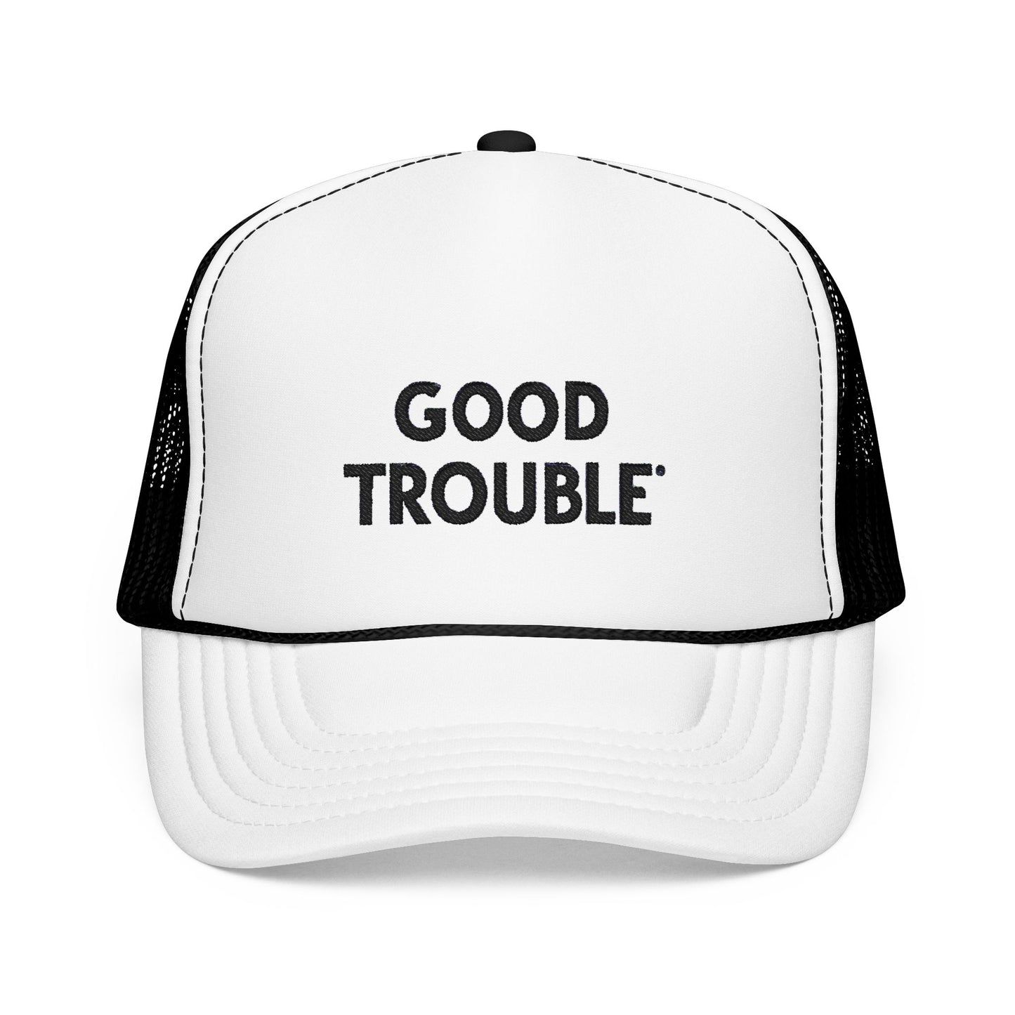 Good Trouble Foam Trucker Hat, Embroidered Adjustable Dad Hat, Summer Essential Gift, Embroidered Cap for Outdoor Events, Summer Accessory
