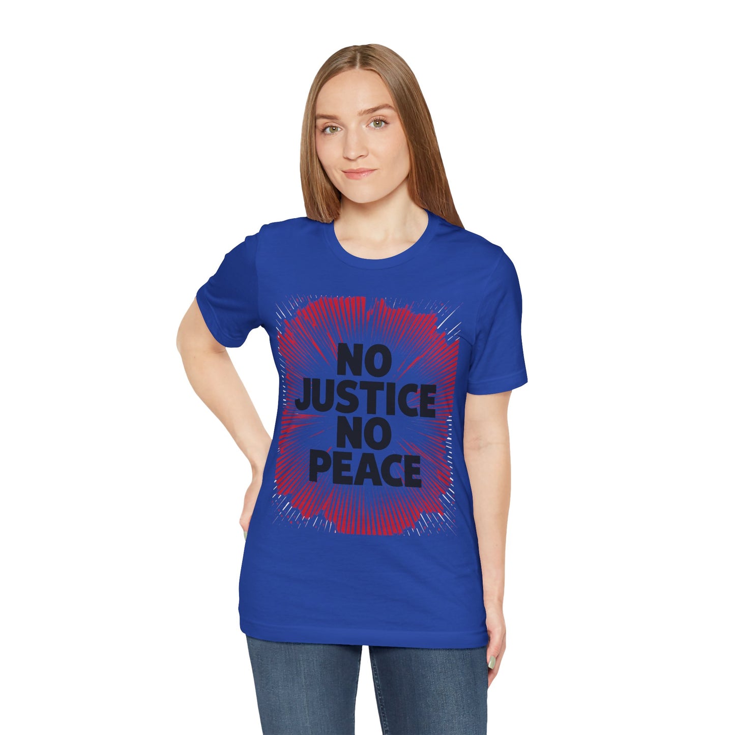 No Justice No Peace Tee - Unisex Jersey Short Sleeve Shirt, Statement Tee, Gift for Activists, Casual Wear, Hands Off Protest