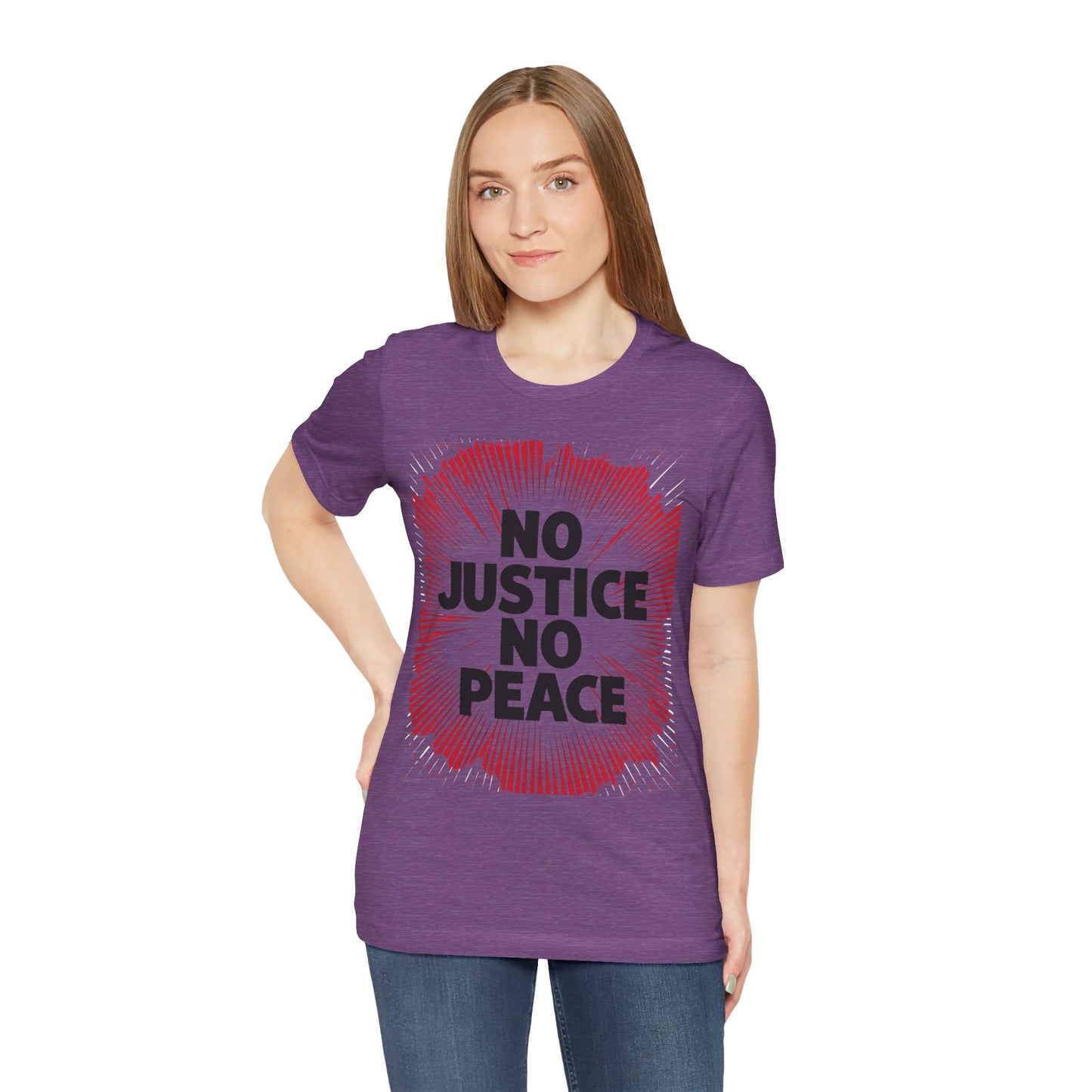 No Justice No Peace Tee - Unisex Jersey Short Sleeve Shirt, Statement Tee, Gift for Activists, Casual Wear, Hands Off Protest