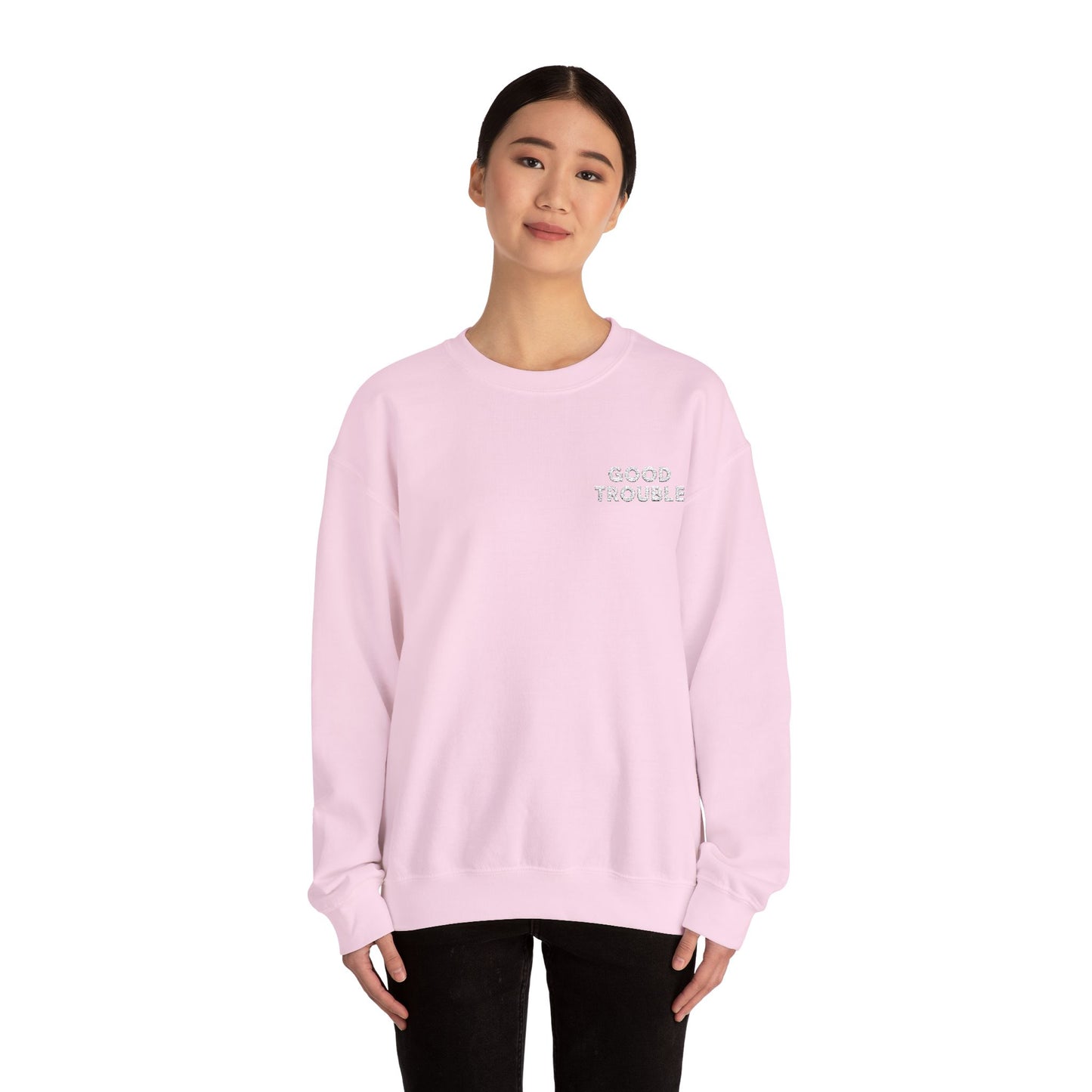 GoodTrouble Embroidered Unisex Crewneck Sweatshirt - Comfort Meets Activism