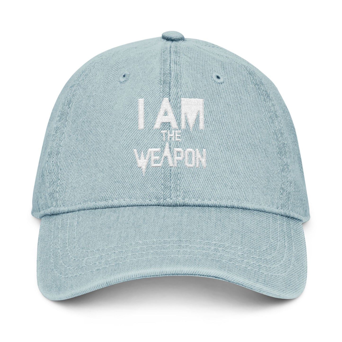 Embroidered Denim Hat - "I Am The Weapon " Statement Cap for Everyday Wear