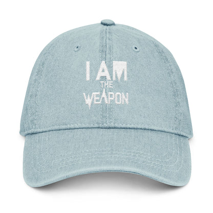 Embroidered Denim Hat - "I Am The Weapon " Statement Cap for Everyday Wear
