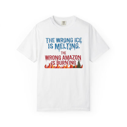 The Wrong Ice Is Melting The Wrong Amazon Is Burning Eco-Conscious Unisex T-Shirt - Climate Change Awareness Tee