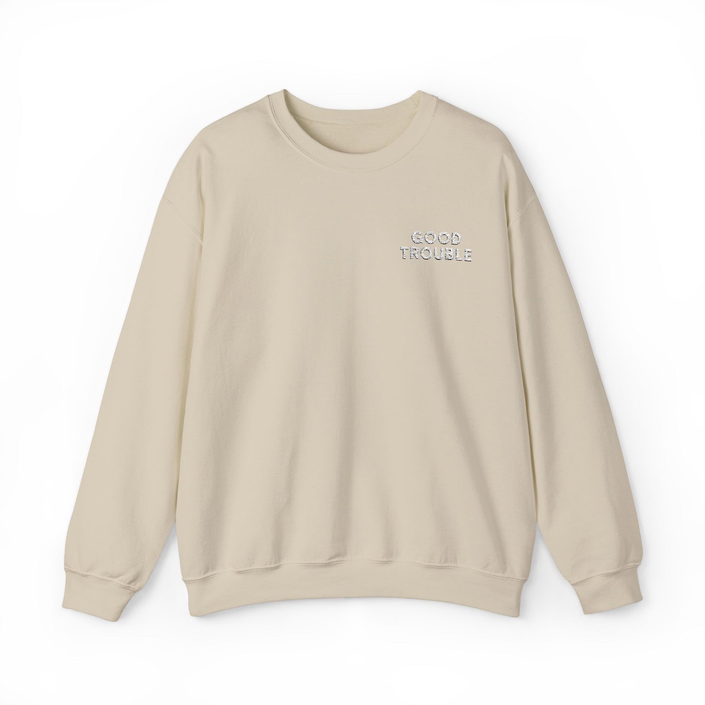GoodTrouble Embroidered Unisex Crewneck Sweatshirt - Comfort Meets Activism