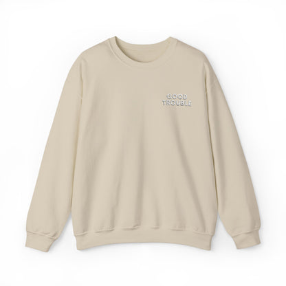 GoodTrouble Embroidered Unisex Crewneck Sweatshirt - Comfort Meets Activism
