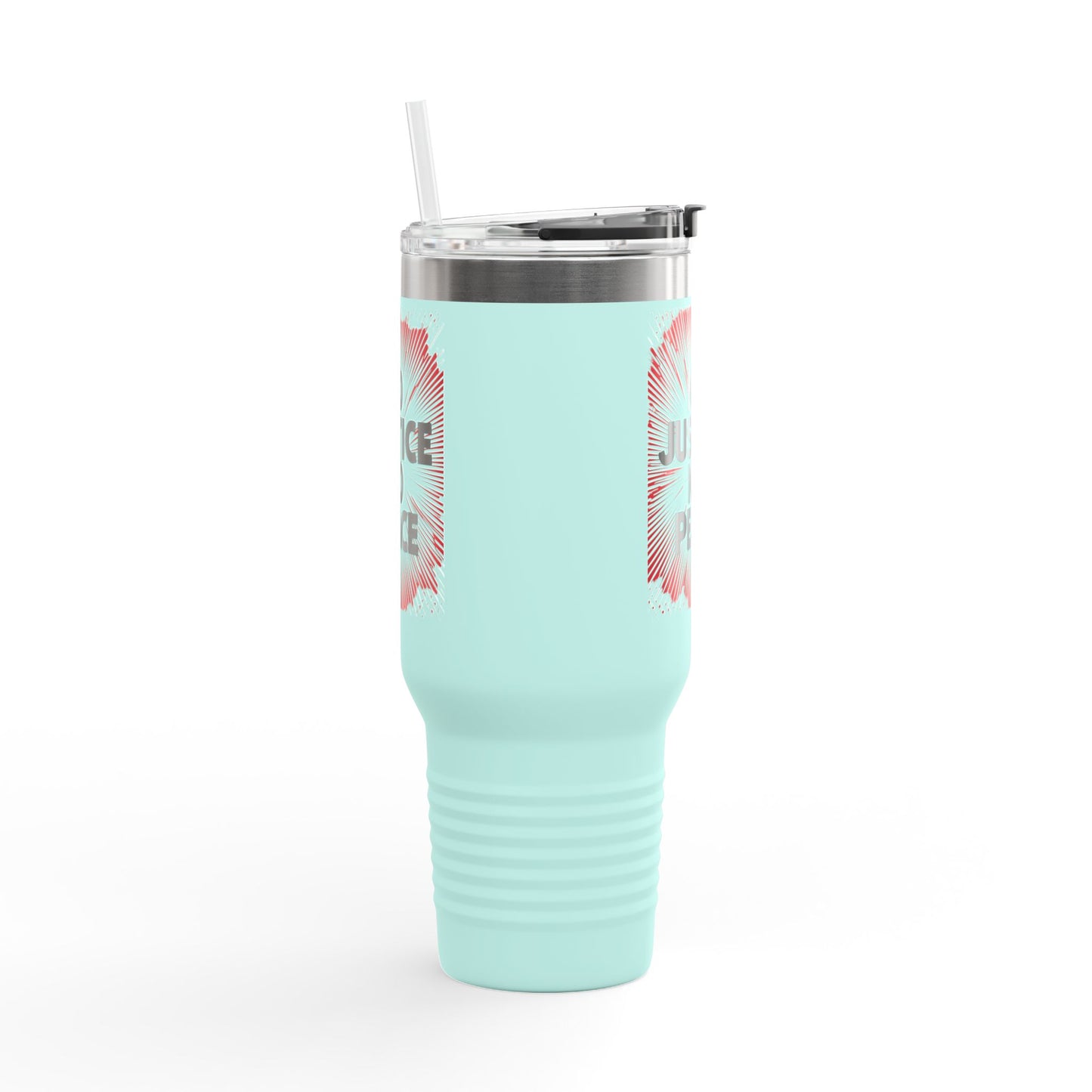 No Justice No Peace Insulated Travel Mug, 40oz, Perfect Gift for Coffee Lovers, Road Trips, and Hands Off Protest Tumbler