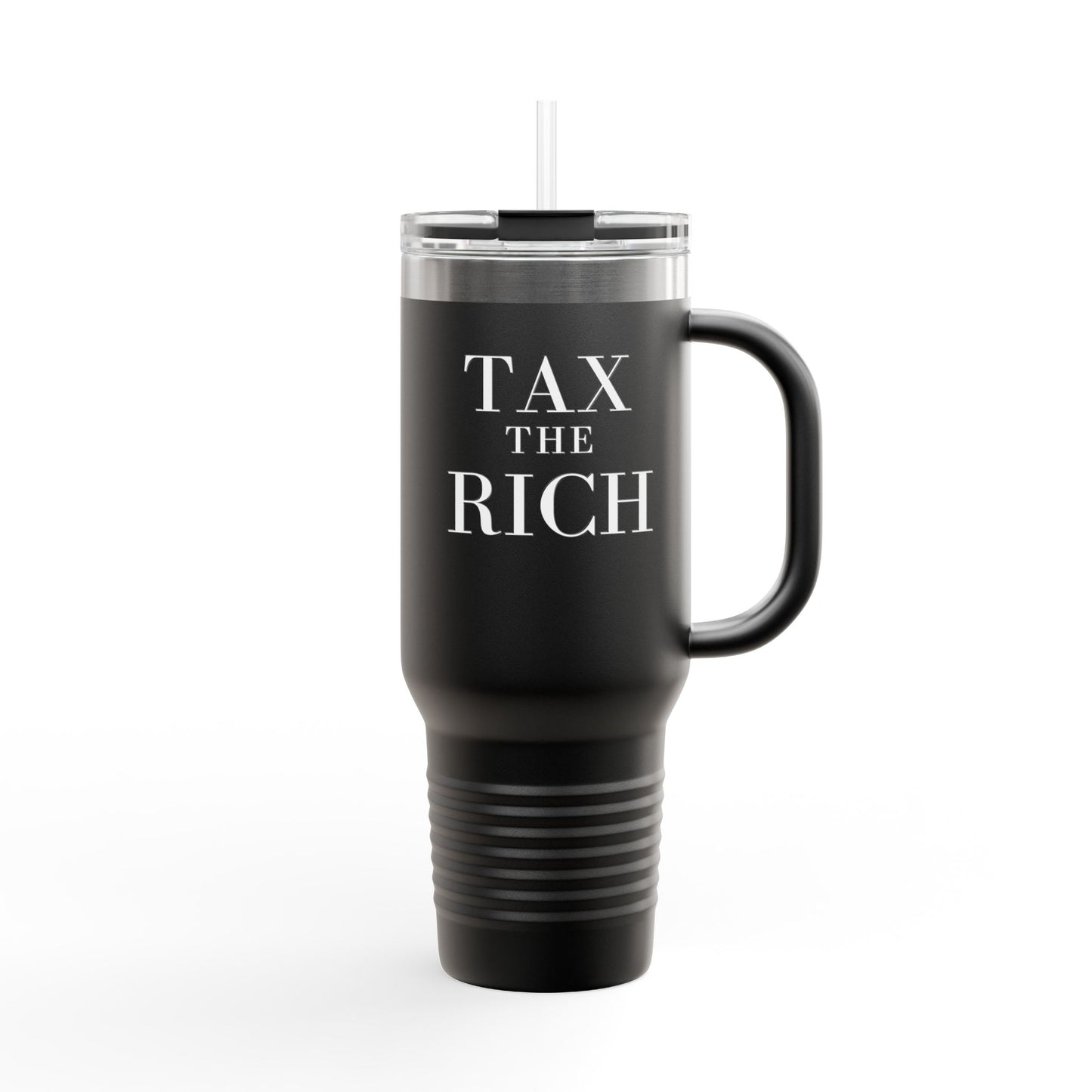 Tax The Rich Insulated Travel Mug, 40oz, Perfect Gift for Coffee Lovers, Road Trips, and Hands Off Protest Tumbler