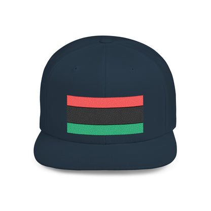 Pan African Embroidered Snapback Cap, Trendy Flat Bill Hat for Activists, Gift for African Heritage Celebrations, Urban Streetwear