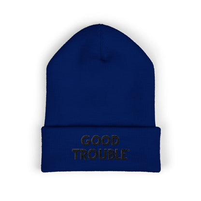 Good Trouble Cuffed Beanie, Embroidered Beanie Hat, Eco-Friendly Accessories, Winter Warm Hat