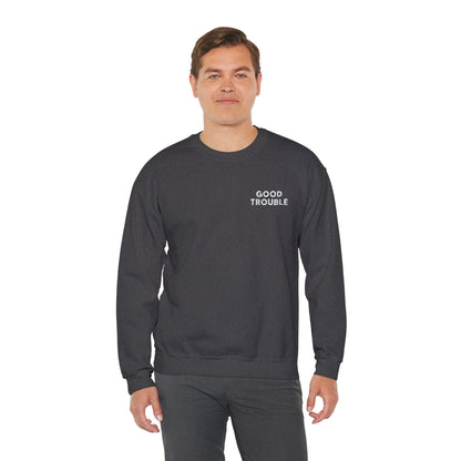GoodTrouble Embroidered Unisex Crewneck Sweatshirt - Comfort Meets Activism