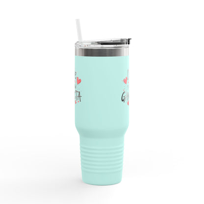 Love is the New Gangsta Insulated Travel Mug, 40oz, Perfect Gift for Coffee Lovers, Road Trips, and Hands Off Protest Tumbler
