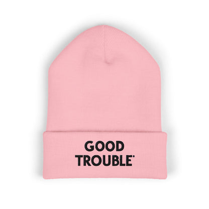 Good Trouble Cuffed Beanie, Embroidered Beanie Hat, Eco-Friendly Accessories, Winter Warm Hat