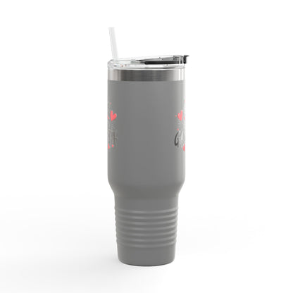 Love is the New Gangsta Insulated Travel Mug, 40oz, Perfect Gift for Coffee Lovers, Road Trips, and Hands Off Protest Tumbler