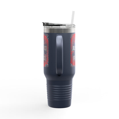 No Justice No Peace Insulated Travel Mug, 40oz, Perfect Gift for Coffee Lovers, Road Trips, and Hands Off Protest Tumbler